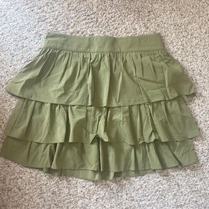 Alice & Olivia olive green ruffle-tiered mini skirt